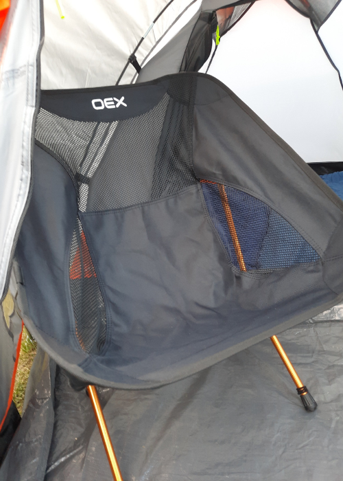 OEX Ultra Lite Portable Camping Chair - fits in the porch area of the tent perfectly