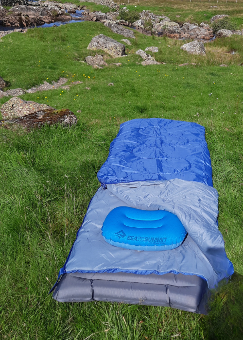 Basecamp 200 sleeping bag with Sea to Summit Aeros Pillow