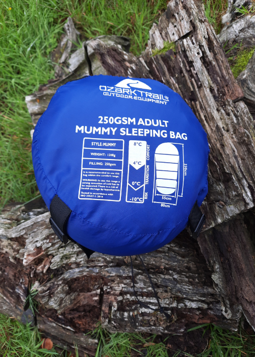 Ozark Trail 250gsm Mummy Sleeping Bag in Carry Sack