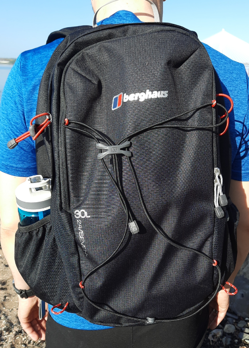 Berghaus 24/7+ with bungee cord for extra external storage and trekking pole attachment loops