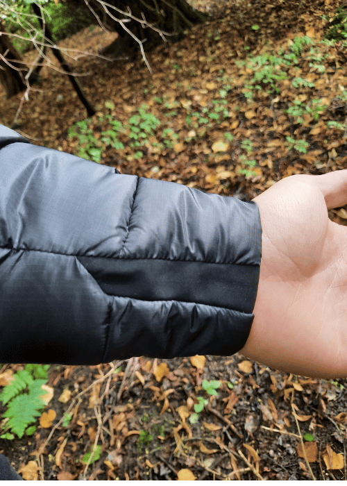 Stretchy cuffs allow for movement while keeping the elements out