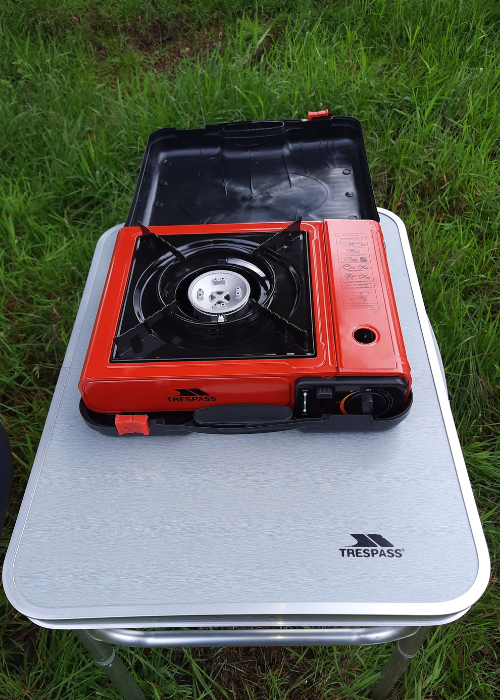Gastro Stove in carry case on Trespass Portable Table
